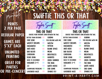Swiftie Party Game This or That | Taylor This or That | Eras Tour Party | Taylor Party Game | T Swift Party Games | Swiftie Games