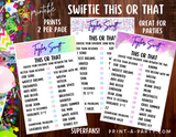 Swiftie Party Game This or That | Taylor This or That | Eras Tour Party | Taylor Party Game | T Swift Party Games | Swiftie Games