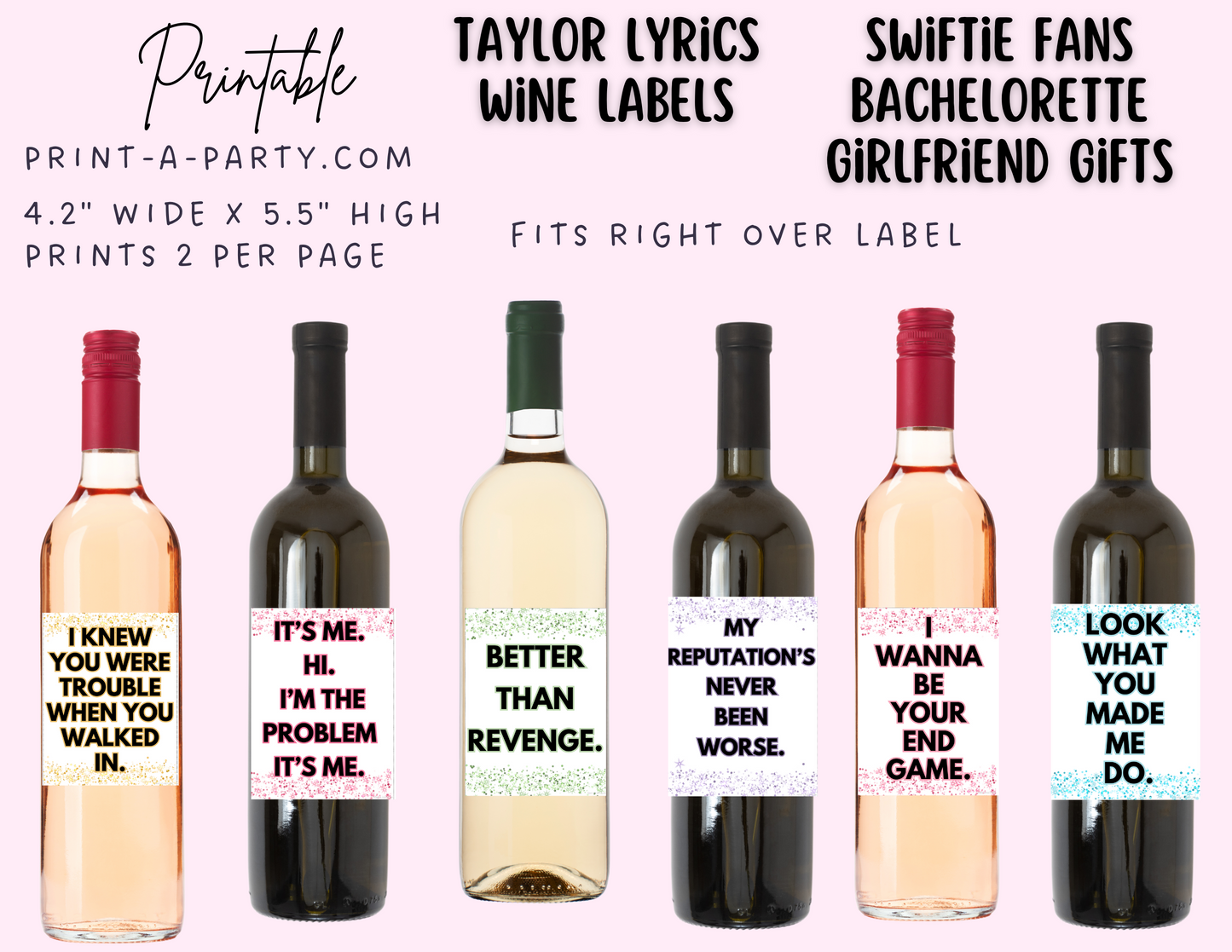 WINE LABELS: Taylor Lyrics | Swiftie Party | Eras Tour Party | Bachelorette | Girls Night Out | Girfriends | Birthday Gifts