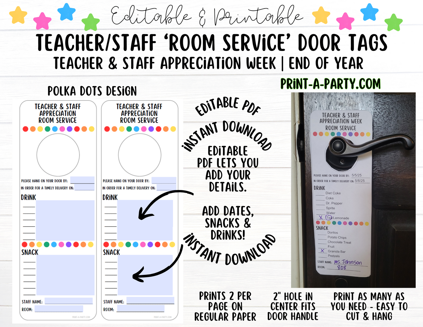 APPRECIATION | EDITABLE Teacher Staff Room Service Tags | Teacher Appreciation Week | Staff Appreciation | PTO | PTA | Teacher Appreciation Ideas