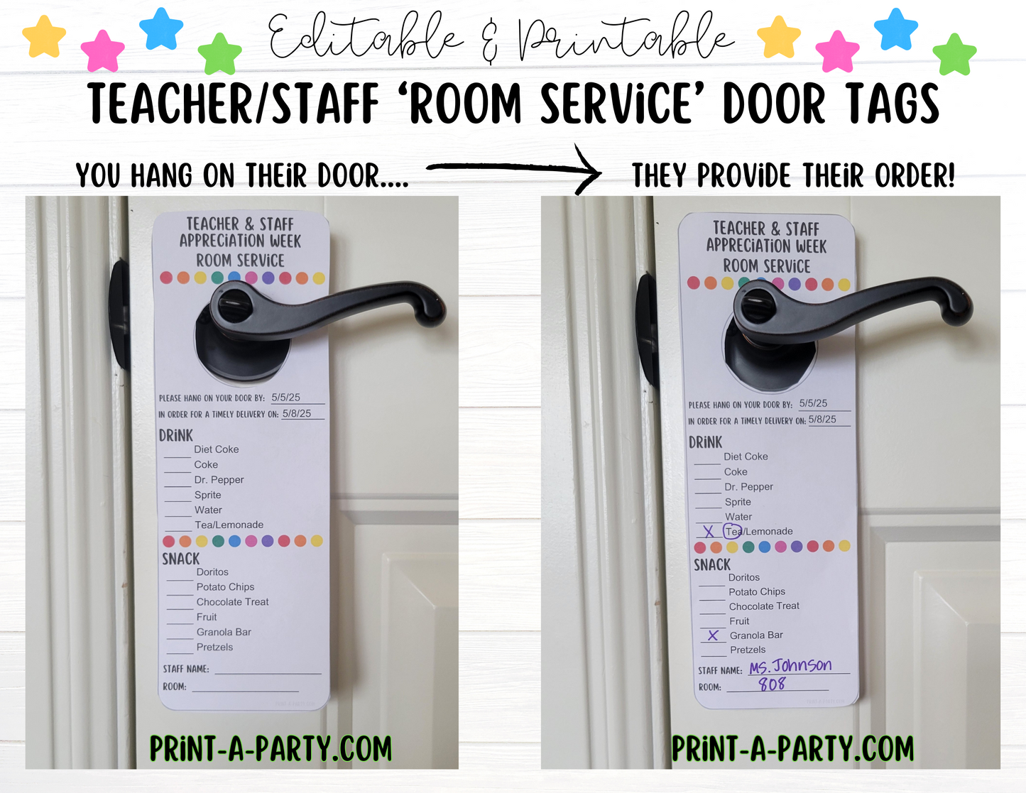 APPRECIATION | EDITABLE Teacher Staff Room Service Tags | Teacher Appreciation Week | Staff Appreciation | PTO | PTA | Teacher Appreciation Ideas