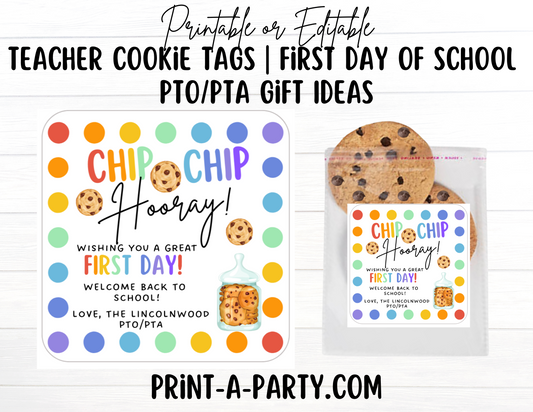 GIFT TAGS | Teacher Cookie Tags | First Days of School | Teacher Appreciation | Cookie Gift