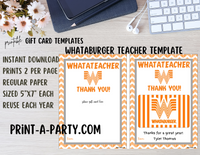 GIFT CARDS: Teacher or Staff Appreciation Gifts | Teacher Appreciation Week | End of Year Teacher Gifts | RESTAURANTS | Teacher Gift Cards | Whataburger | Tacos | Tea | Pasta | Burgers | Chik Fil A