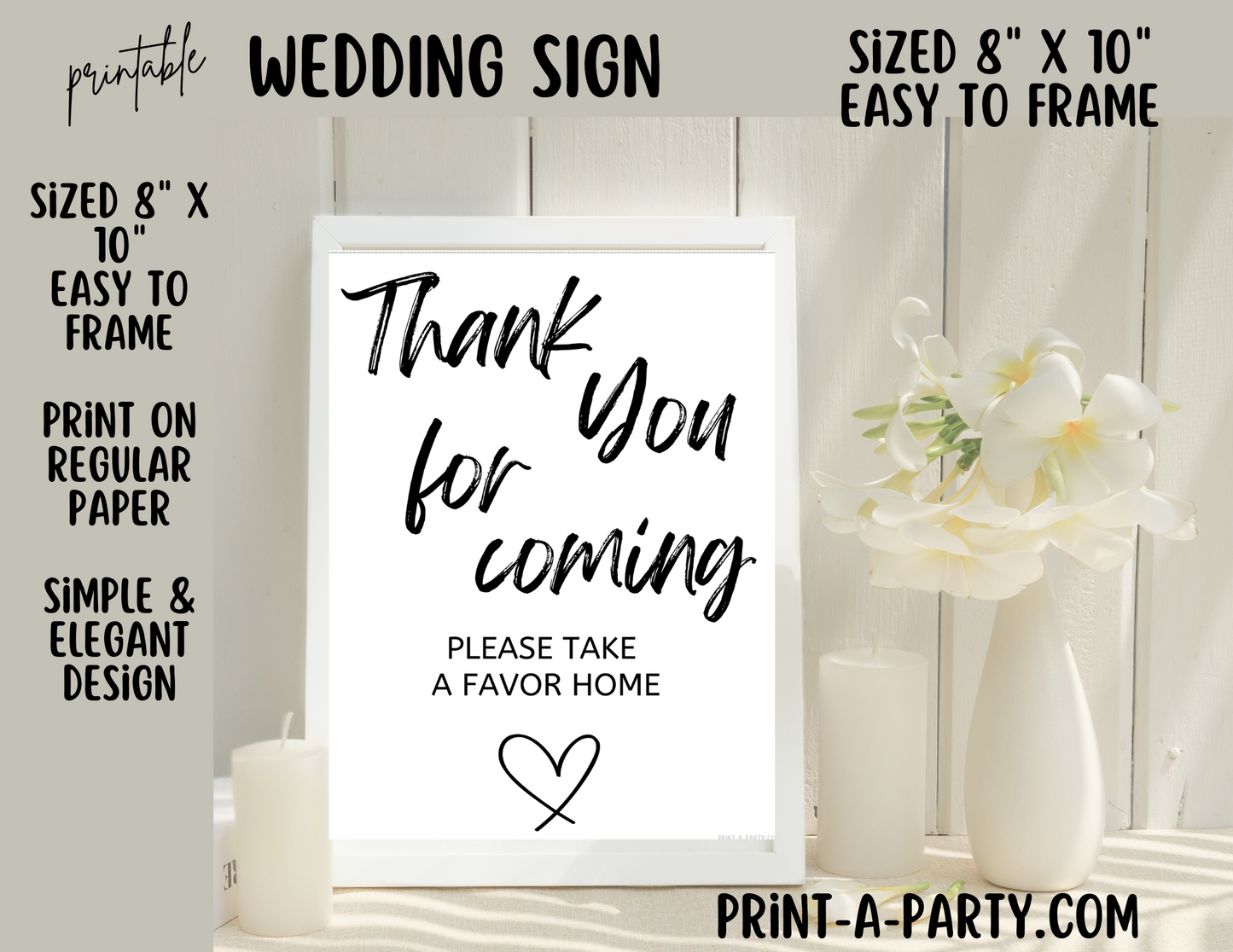 THANK YOU FOR COMING Sign | Please take a Favor Sign | Printable Wedding Sign | Wedding Sign | Wedding Favor Sign  | Bridal Shower Favor Sign