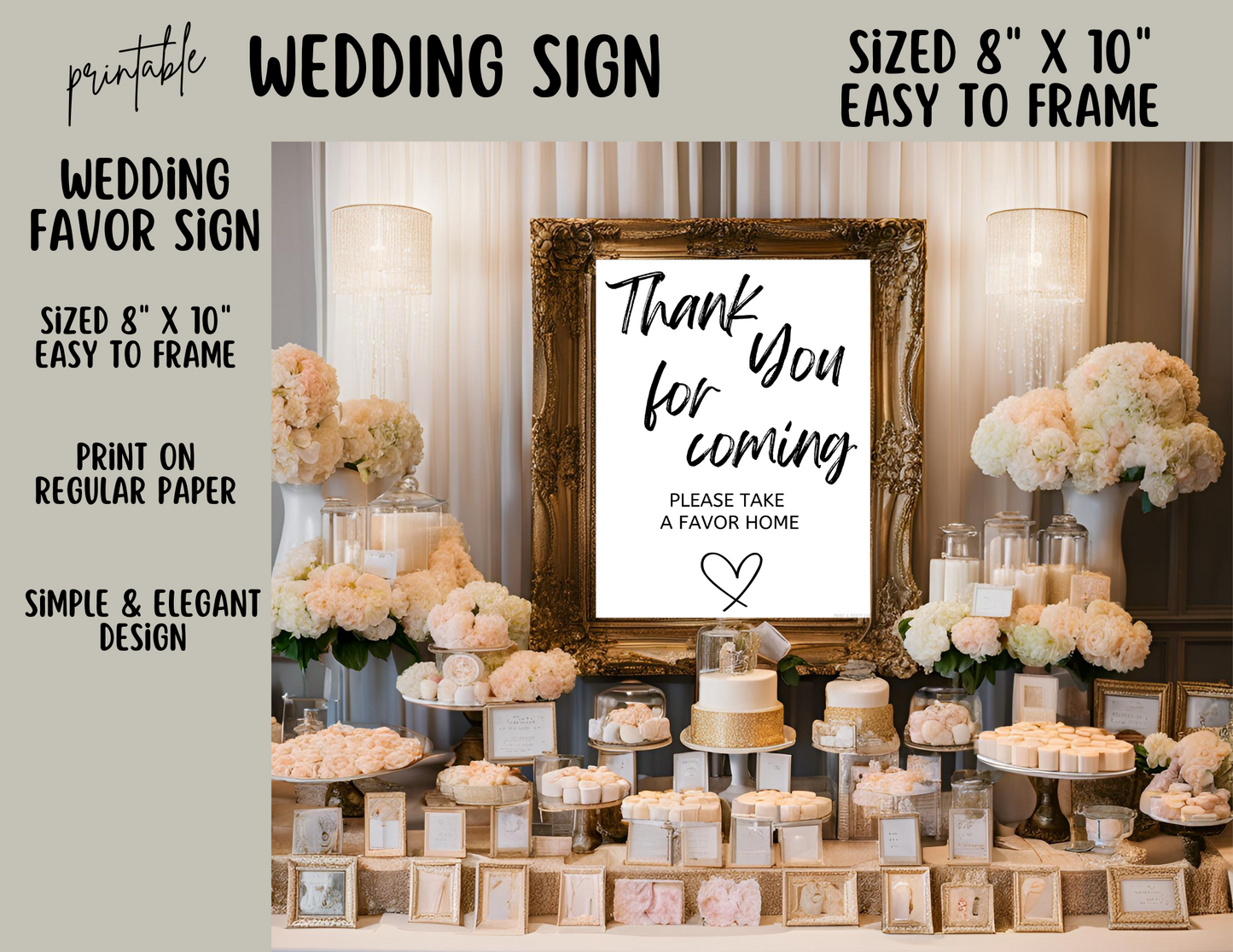 THANK YOU FOR COMING Sign | Please take a Favor Sign | Printable Wedding Sign | Wedding Sign | Wedding Favor Sign  | Bridal Shower Favor Sign