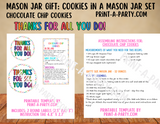 MASON JAR COOKIE GIFT: Appreciation Thank You Chocolate Chip Cookies in a Mason Jar | Cookie in a jar Appreciation Gift | Mason Jar Gift Kit | Mason Jar Gift Idea | Appreciation Gift Idea | Teacher Appreciation Idea