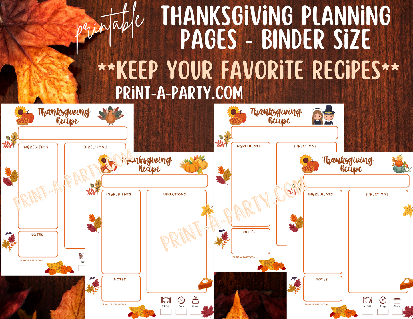 Thanksgiving Organization Binder: Thanksgiving Hosting Binder | Thanksgiving Binder | 16 pages | 8.5" x 11" Binder Size