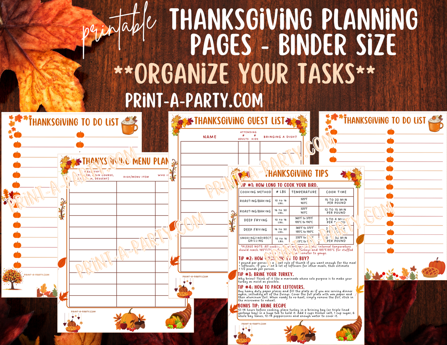 Thanksgiving Organization Binder: Thanksgiving Hosting Binder | Thanksgiving Binder | 16 pages | 8.5" x 11" Binder Size