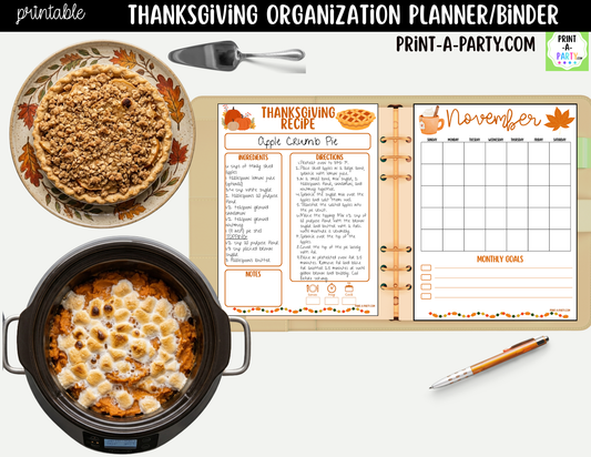 Printable Thanksgiving Planner Binder Kit | Meal Planner