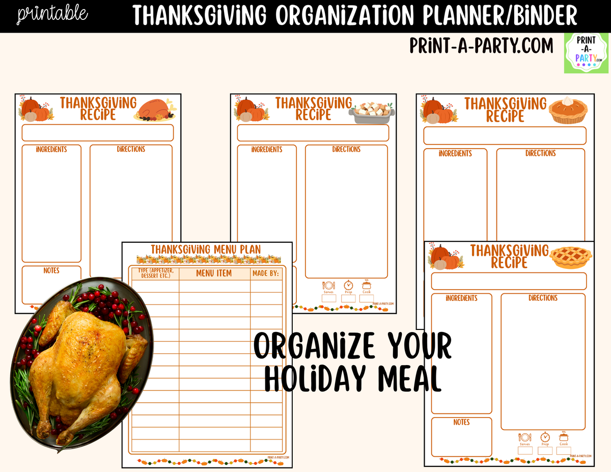 Printable Thanksgiving Planner Binder Kit | Meal Planner