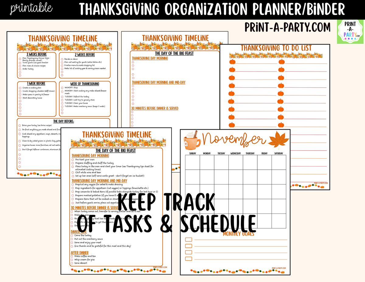 Printable Thanksgiving Planner Binder Kit | Meal Planner