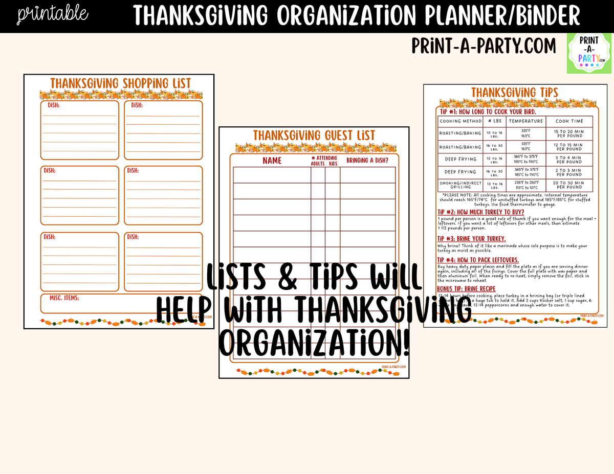 Printable Thanksgiving Planner Binder Kit | Meal Planner