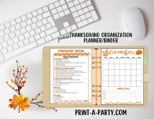 Thanksgiving Printable Planner Binder Kit – Meal Planner, Recipe Cards, Checklists & Holiday Organizer (8.5x11 & 7x9.25)