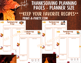 Thanksgiving Planning Pages - Planner Size | Planner Printable | 15 Pages Planner Inserts | Classic Happy Planner | Thanksgiving Organization