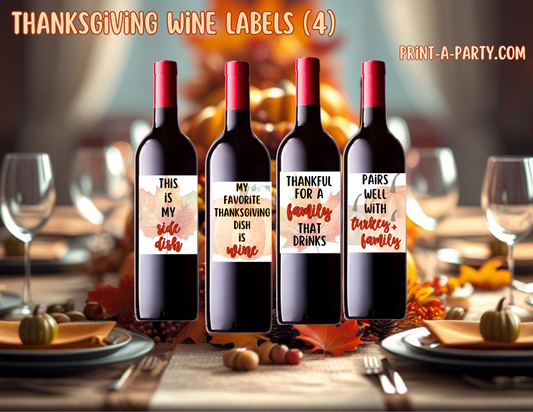 WINE LABELS: Printable Thanksgiving Wine Labels – Funny & Sarcastic Labels for Holiday Host Gifts and Table Decor