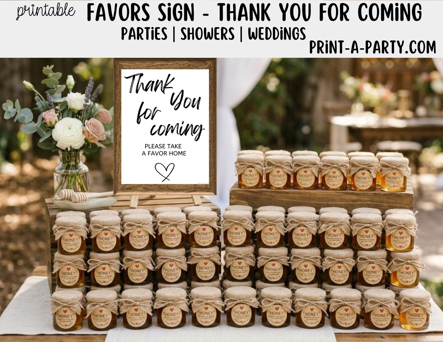 Printable Favors Thank You Sign (8x10) - Wedding Shower Decor - Instant PDF Download