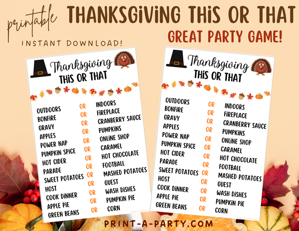 THIS OR THAT GAME: Thanksgiving Theme | Thanksgiving Game | Thanksgiving Classroom Activity