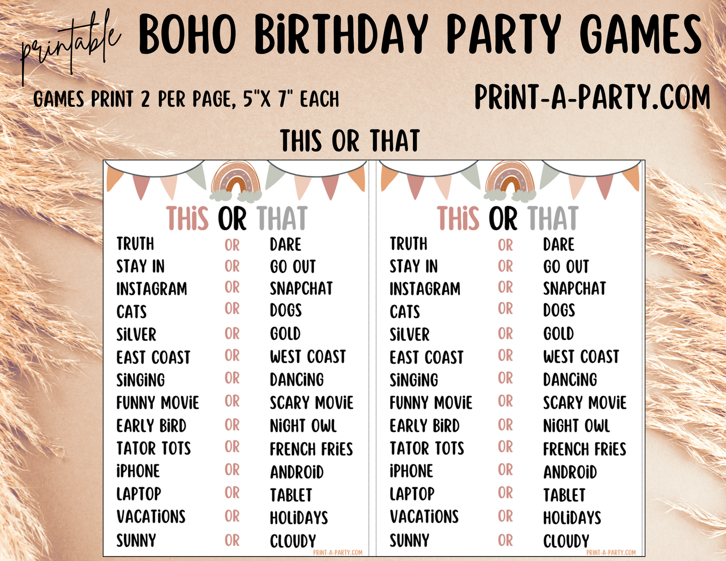 GAMES: BOHO THEME | Birthday Party Games | Boho Party | Boho Party Ideas | INSTANT DOWNLOAD