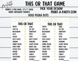 THIS OR THAT GAME | Game Printable | 2 games per page | Birthday Game ...