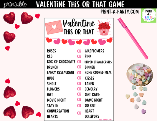 Valentine's Day This or That Game Printable – Classroom Activity