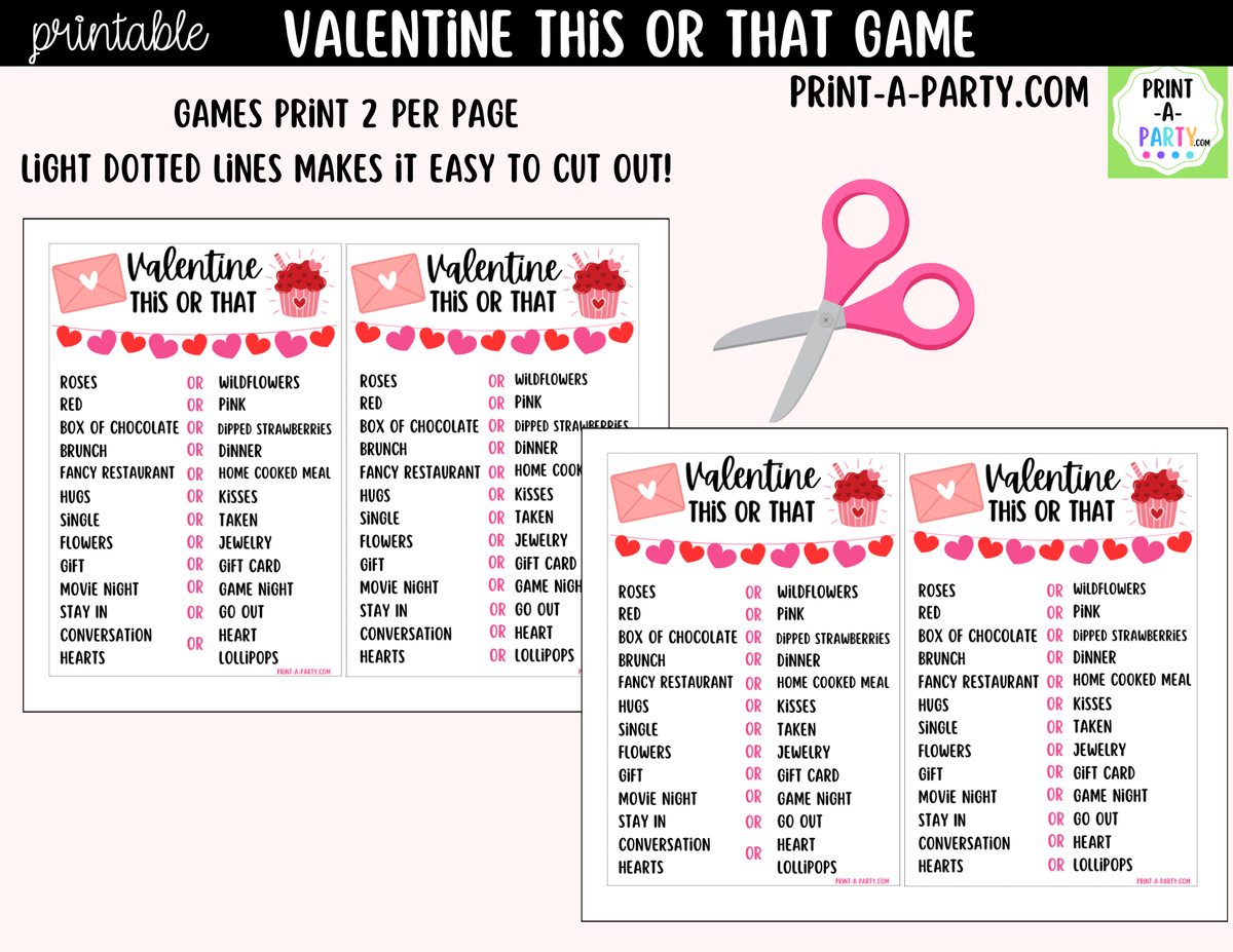 Valentine's Day This or That Game Printable – Classroom Activity