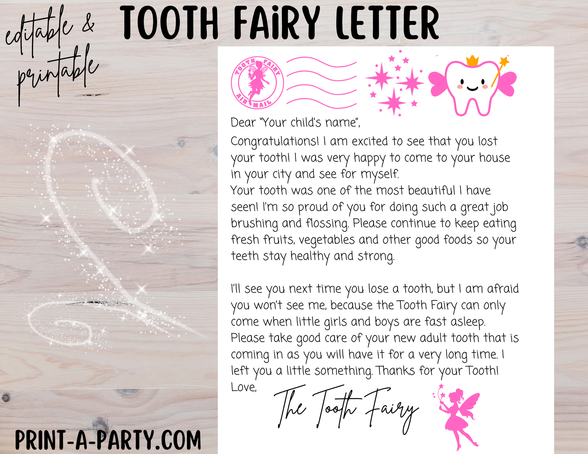 TOOTH FAIRY PINK LETTER - EDITABLE | Editable Letter in PINK for kids | Instant Download – PrintAParty tooth-fairy-pink-letter-editable-editable-letter-in-pink-for-kids-instant-download-printaparty