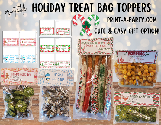 CHRISTMAS HOLIDAY TREAT BAG TOPPERS | Holiday Gift Ideas | Homemade Gifts | Teacher Holiday | Neighbor Holiday