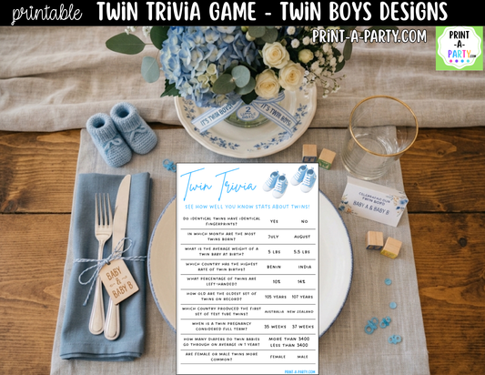 Twin Boys Baby Shower Trivia Game Printable