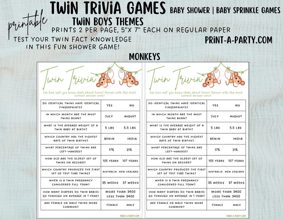 TWIN TRIVIA Game | TWIN BOYS | Twin Boys Baby Shower Idea | Twin Boys ...