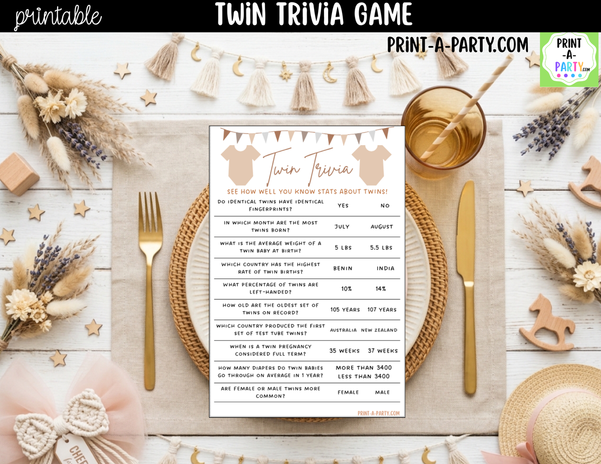 Twin Baby Shower Trivia Game Printable