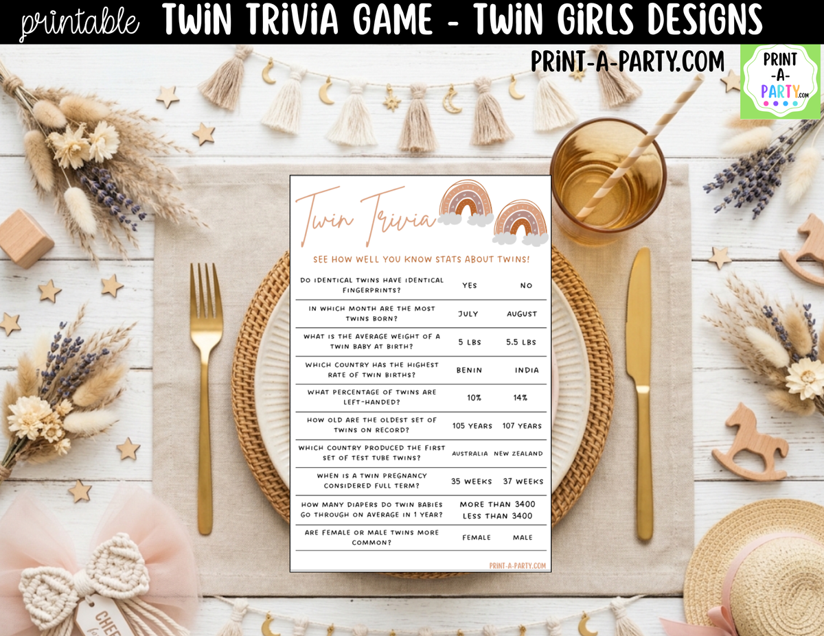 Twin Girls Baby Shower Trivia Game Printable