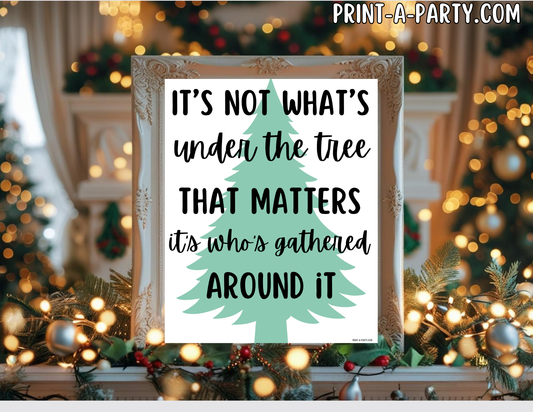 IT'S NOT WHAT'S UNDER THE TREE THAT MATTERS, IT'S WHO'S GATHERED AROUND IT Printable Sign l Holiday Wall Art | Christmas Quote Word Art | 8x10 and 5x7 Instant Download