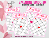 BINGO: Valentine Bingo | Pink Polka Dots Heart Bingo | Classrooms | Parties | Birthday | 30, 40, or 50 cards - INSTANT DOWNLOAD