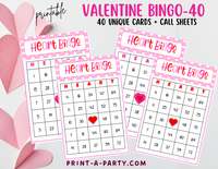 BINGO: Valentine Bingo | Pink Polka Dots Heart Bingo | Classrooms | Parties | Birthday | 30, 40, or 50 cards - INSTANT DOWNLOAD