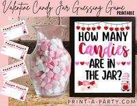 VALENTINE CANDY JAR GUESSING GAME | How many candies in jar | Valentine Party DIY | Valentine Activity | Printable