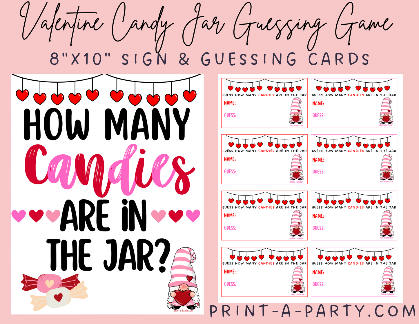 CANDY JAR GUESSING GAME - VALENTINE'S DAY | How many candies in jar | Valentine Party DIY | Valentine Activity | Valentine Party Idea | Printable