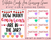 VALENTINE CANDY JAR CONVERSATION HEARTS GUESSING GAME | How many candy hearts in jar | Valentine Party DIY | Valentine Activity | Printable