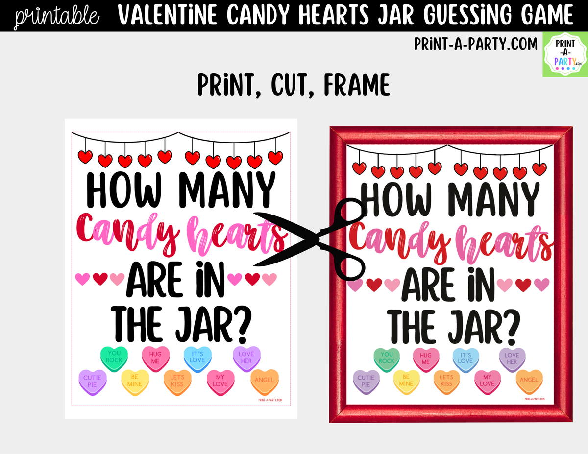 Valentine Conversation Hearts Jar Guessing Game Printable