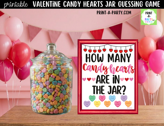 Valentine Conversation Hearts Jar Guessing Game Printable