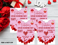 VALENTINE PARTY EDITABLE INVITATION: VALENTINE'S CUPCAKE PARTY - EDITABLE PRINTABLE | Valentine's Day Cupcake Party Invite | Valentine Party Customization | Valentine Decorating Cupcakes