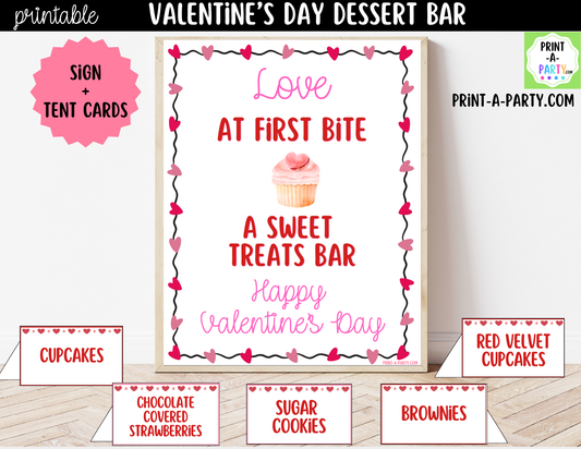 Valentine's Day Dessert Bar Sign & Tent Cards Printable