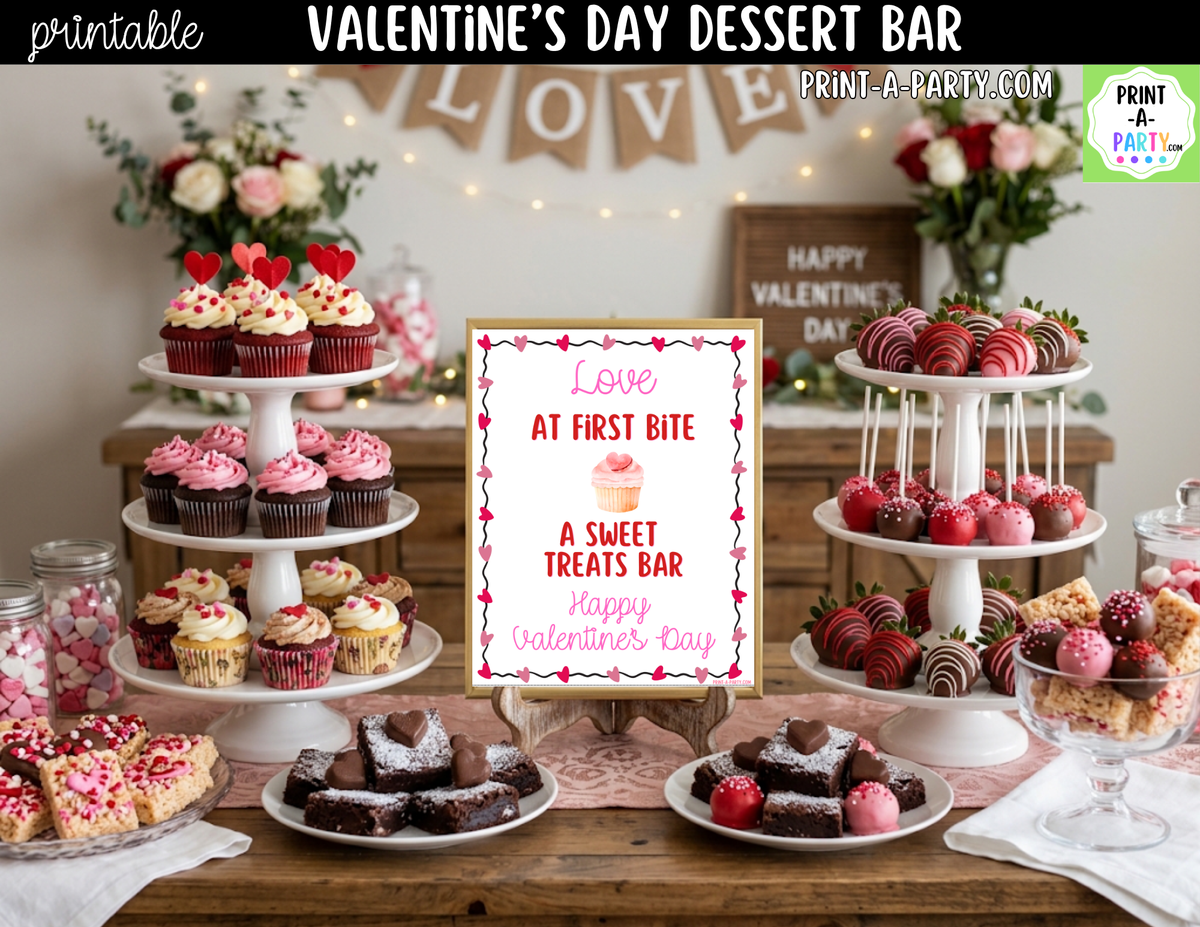 Valentine's Day Dessert Bar Sign & Tent Cards Printable