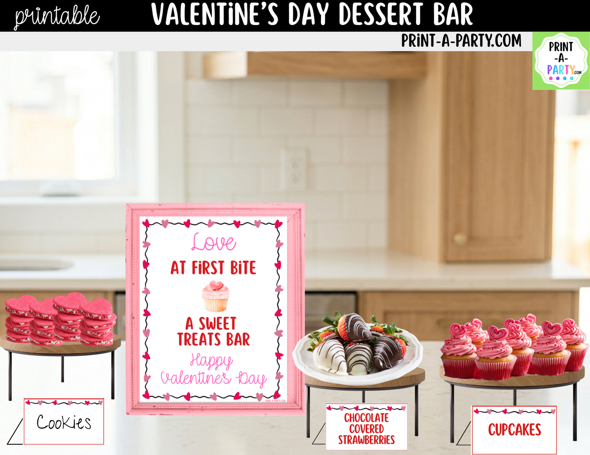Valentine's Day Dessert Bar Sign & Tent Cards Printable