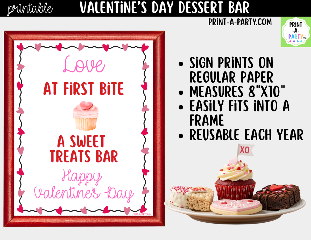 Valentine's Day Dessert Bar Sign & Tent Cards Printable