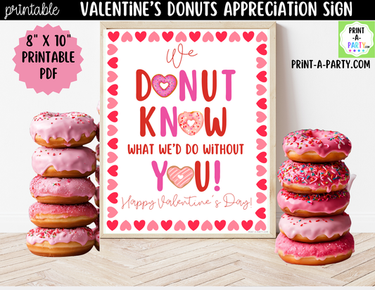 Valentine's Day Donut Appreciation Sign Printable – 8x10