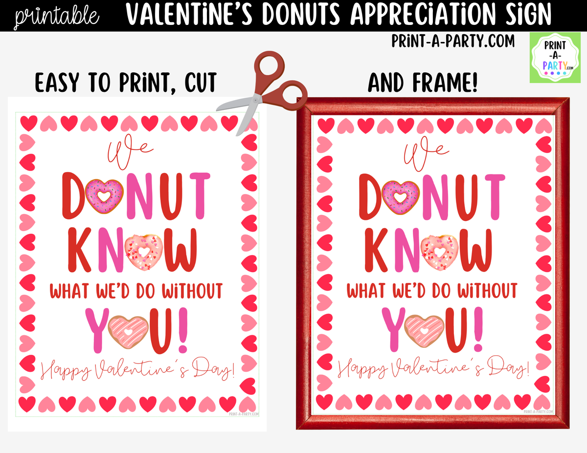 Valentine's Day Donut Appreciation Sign Printable – 8x10