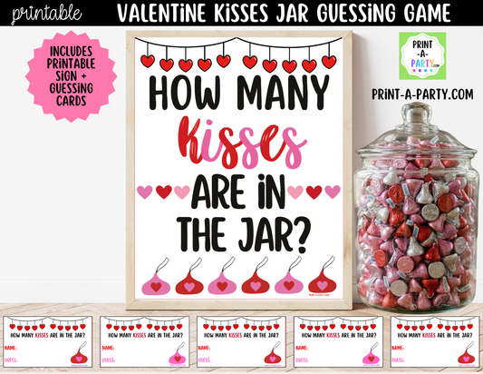 Valentine Chocolate Kisses Jar Guessing Game Printable