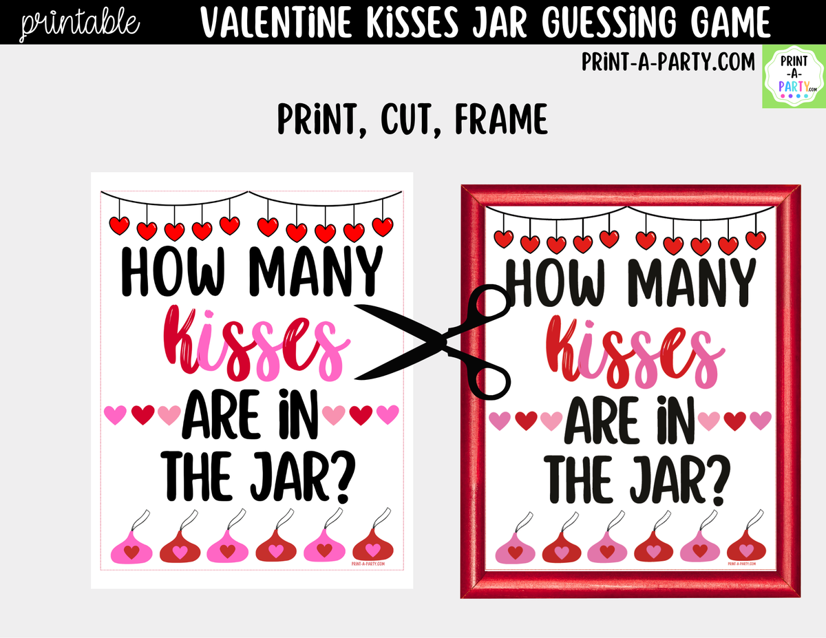 Valentine Chocolate Kisses Jar Guessing Game Printable