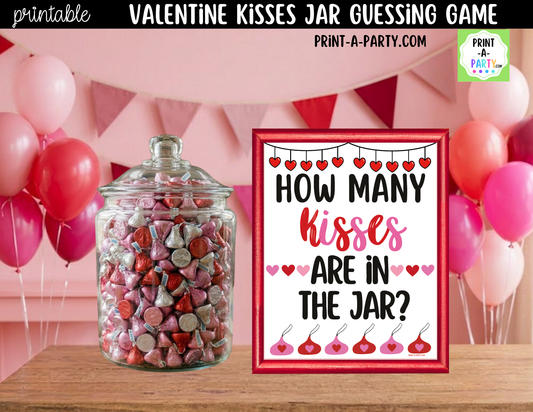 Valentine Chocolate Kisses Jar Guessing Game Printable
