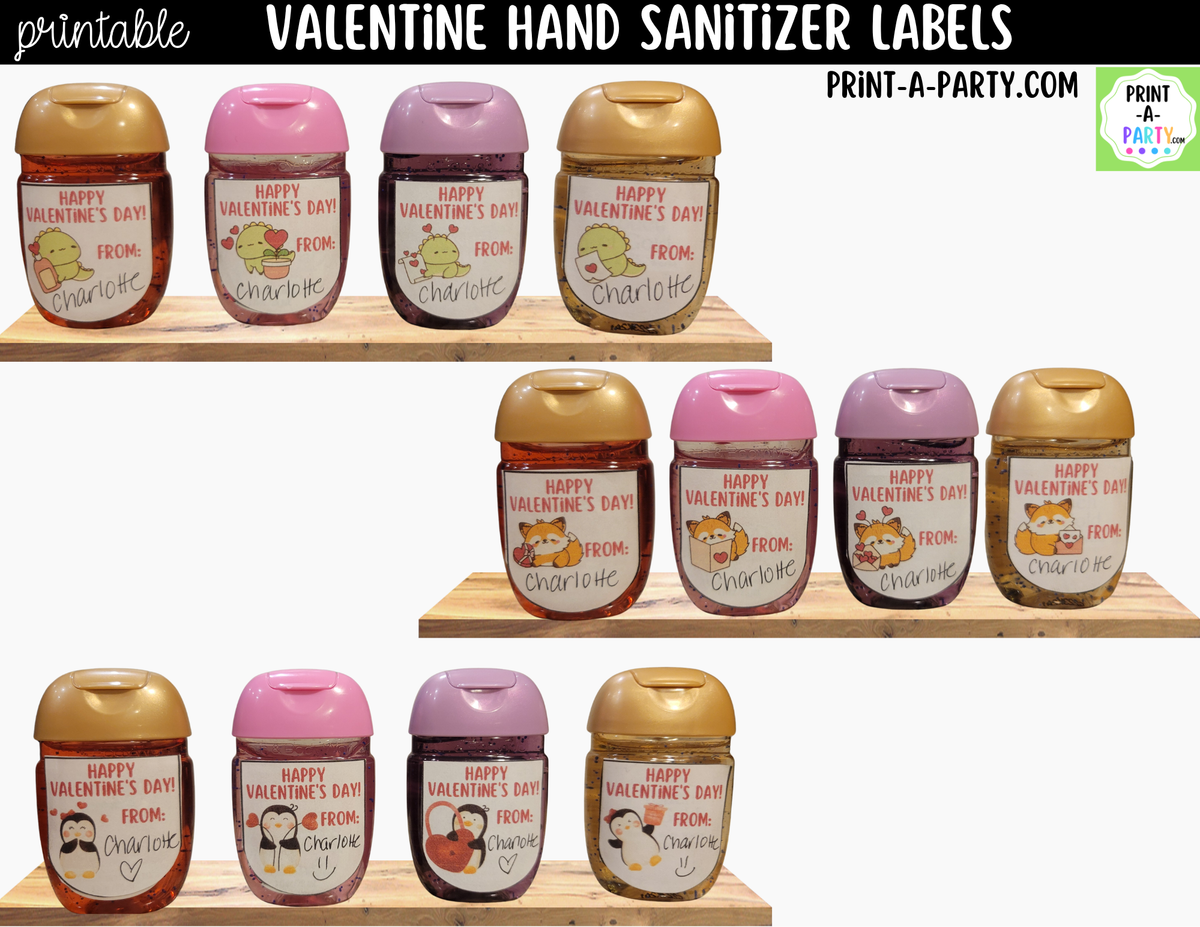 Valentine Penguin Hand Sanitizer Labels Printable